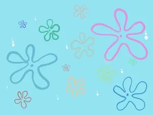 Download SpongeBob Flower Patrick Star Family Background | Wallpapers.com Spongebob Flowers, Spongebob Time Cards, Spongebob Background, Spongebob Drawings, Spongebob Birthday Party, Flowers Black Background, Spongebob Painting, Birthday Painting, Field Wallpaper