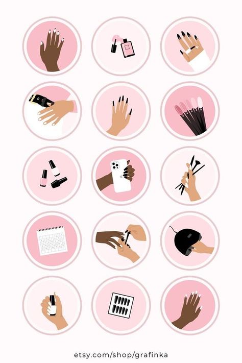 Instagram Story Cover Ideas Nail Tech Instagram Highlights, Nail Highlight Cover Instagram, Highlight Instagram Icons Nails, Instagram Nails Highlight Covers, Nail Logo Design Graphics, Nail Logo Design Ideas, Logo Design Nails, Nails Instagram Story, Best Instagram Highlight Covers