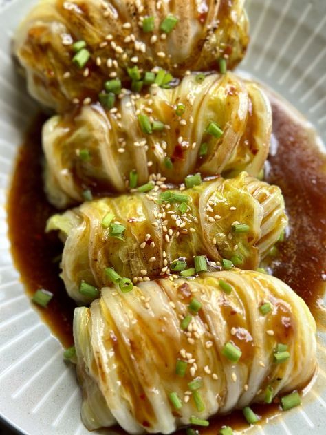 Stuffed Cabbage Rolls - Brown Girl Vegan Veggie Cabbage Rolls, Vegetarian Cabbage Rolls, Vegan Cabbage Rolls, Tofu Seasoning, Rolls Recipe Easy, Stuffed Cabbage Rolls, Cabbage Rolls Recipe, Low Card, Gluten Free Soy Sauce