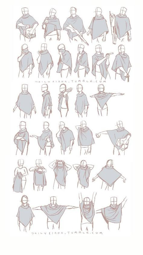 Types Of Cloaks Drawing, Hooded Cape Drawing Reference, Angel Clothing Reference, Cloak Drawing Refrences, Cloaks Drawing Reference, Poncho Art Reference, Torn Clothing Reference, Cape In Wind Reference, Cape Physics Drawing