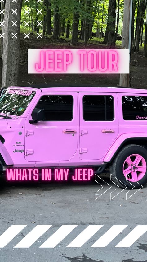 Jeep Wrangler Girly Accessories, Inside Jeep Wrangler, Pink Jeep Aesthetic, Wrapped Jeep, Cool Jeeps Wrangler, Jeep Wrangler Aesthetic, Pink Jeep Accessories, Jeep Wrangler Girly, Cool Jeep Accessories