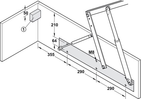 Bed lift, opening mechanism with gas-filled struts - in the Häfele Australia Shop Bed Lift Mechanism, Lift Up Bed, Bed Designs With Storage, Platform Bed Designs, Bed Lifts, Beds For Small Spaces, Modern Murphy Beds, Foldable Furniture, Furniture Hinges