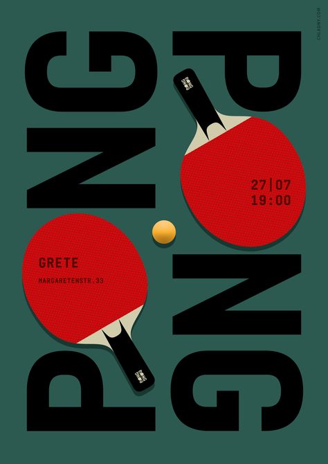 Ping Pong / Poster // Graphic Design, Illustration © 2016 Christian Chladny Graphisches Design, 타이포그래피 포스터 디자인, Contemporary Graphic, Logo And Identity, Sport Poster Design, Poster Layout, Creative Poster Design, Types Of Photography, Graphics Inspiration