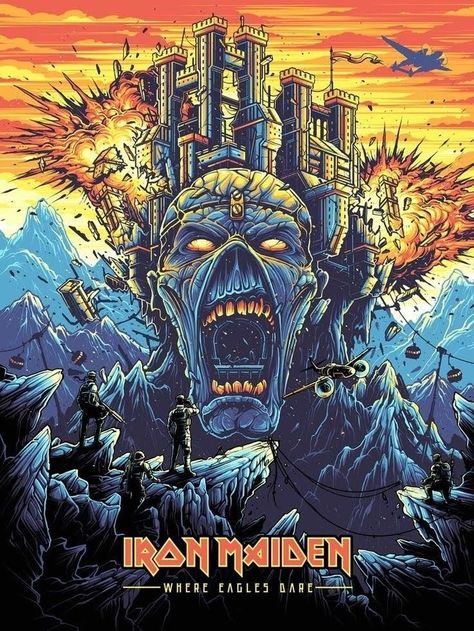 Iron Maiden Poster, Iron Maiden Album Covers, Spotify Wallpaper, Band Covers, Iron Maiden Albums, Iron Maiden Posters, Dan Mumford, Where Eagles Dare, Iron Maiden Band