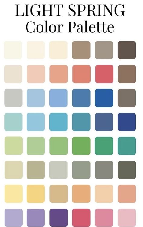 Spring Light Palette, Light Spring Color Pallete, Spring Color Palette Clothes, Light Spring Color Palette Outfits, Light Spring Color Palette Makeup, Sunlit Soft Spring, Spring Light Personal Color, Light Spring Palette, Light Spring Color Palette