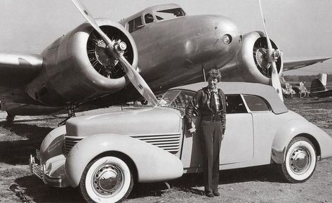 1936 Cord 810 Covertible Phaeton Cord Automobile, Lockheed Electra, Cowboy Films, Replica Cars, Pilots Aviation, Amelia Earhart, Vintage Aviation, Female Hero, Barrett Jackson