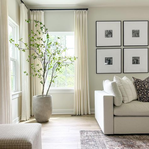 Monday stills! Sharing some pictures of our living room with these gorgeous linen pinch pleat curtains! I love the light and airy feel of them in this space. Here are the details of the size of our curtains and rods that we hung up. Use code: Erika15 to get an additional 15% off your order! 🤍 Curtains: -Lillie linen double pinch pleat -color ivory white unlined -width is 48 inches per panel -length is 102 inches per panel -they come memory trained and with black curtain rings Curtain rods... Whote Curtain Rods More Light Living Room, White Sheers With Black Rod, Curtain Clip Rings On Pinch Pleat Drapes, White Linen Curtains Black Rod, White Pinch Pleated Drapes, Black Curtain Rod, Black Curtain Rods, Bedford Street, Pleat Curtains