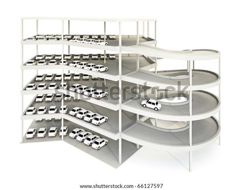 3d Illustration Multilevel Parking Garage Stock Illustration 66127597 Car Park Design, Parking Plan, Garden Design Software, Parking Lot Architecture, Shopping Mall Design, Parking Building, Ramp Design, Cladding Design, Conceptual Architecture