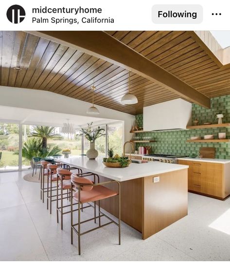 Gorgeous Fireplaces, Viking Appliances, Midcentury Home, Mid Century Modern Kitchen, Terrazzo Flooring, Flipping Houses, Ellen Degeneres, Celebrity Houses, Mid Century House