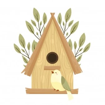 House Logo Icon, Cute Iphone Wallpapers, Whimsical Art Journal, Handmade Birdhouses, Garden Birdhouses, House Cartoon, Wooden Bird Houses, Wreath Drawing, Spring Birds