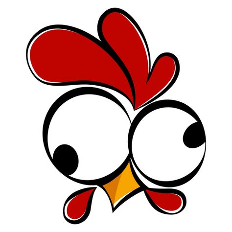 A comical rooster with a red cockscomb, orange beak and crossed eyes in the form of a funny animal sticker called Cockeyed Rooster! Crossed Eyes, Snake Sticker, Chicken Svg, Movie Funny, Chicken Painting, Watching A Movie, Green Snake, Chicken Art, Funny Sticker