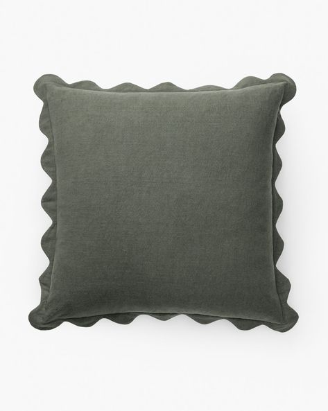 McGee & Co. x Loeffler Randall Colette Scallop Border Pillow Cover Black Green Bedroom, Texture Pillow, Scallop Border, Website Sign Up, Interior Design Advice, Fall Tablescapes, Mcgee & Co, Pillow Texture, Bee Earrings