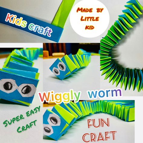 Paper Worms Craft, Wiggly Worm Craft, Worm Arts And Crafts For Kids, Worm Crafts For Kids, Inch Worm Craft, Worm Crafts Preschool, Inchworm Craft, Worm Craft, Cryptid Club