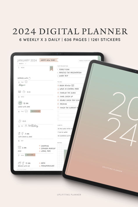 2024 Life Planner Goodnotes Weekly Daily Monthly Template Digital Planner Hyperlink PDF iPad Tablet by uplifting planner Bullet Journal App, Ipad With Apple Pencil, Note Taking Apps, Planners For Ipad, Journal App, Digital Planner For Ipad, Undated Monthly Planner, How To Stay Organized, Goodnotes Digital Planner