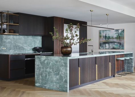 Brown Interiors, New York Penthouse, Bungalow Renovation, Beautiful Kitchen Designs, Est Living, Surry Hills, Penthouse Apartment, Brown Interior, Timber Flooring