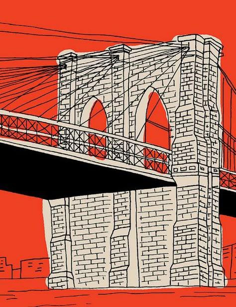 Bridge Illustration, Marvel And Dc Comics, Marvel And Dc, Building Illustration, Iconic Images, Nyc Art, Urban Sketching, Minimal Art, Big Apple