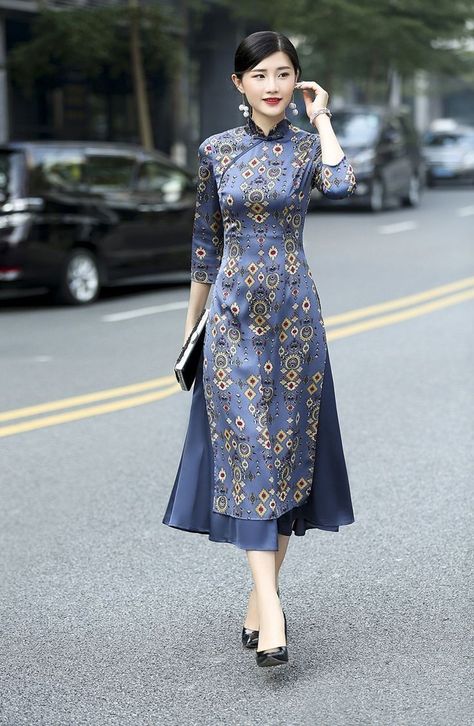 Red cheongsam dress