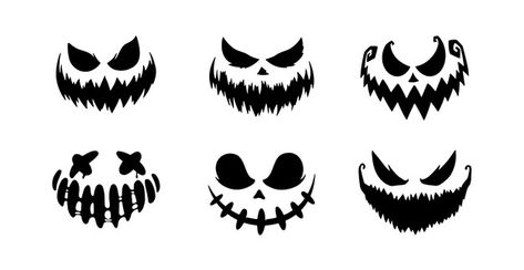 Caras aterradoras de calabaza de hallowe... | Premium Vector #Freepik #vector #fiesta #halloween #personaje #dibujos-animados Smile Vector, Smiley Face Tattoo, Scary Pumpkin Faces, Smile Tattoo, Lantern Tattoo, Smile Drawing, Pumpkin Tattoo, Creepy Smile, Scary Drawings