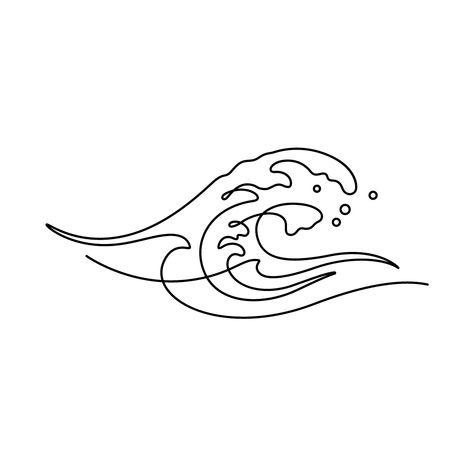 Water Line Drawing, Sea Line Art, Wave Line Drawing, Wave Line Art, Wave Silhouette, Wave Outline, One Line Tattoo, Wine Packaging Design, Water Tattoo