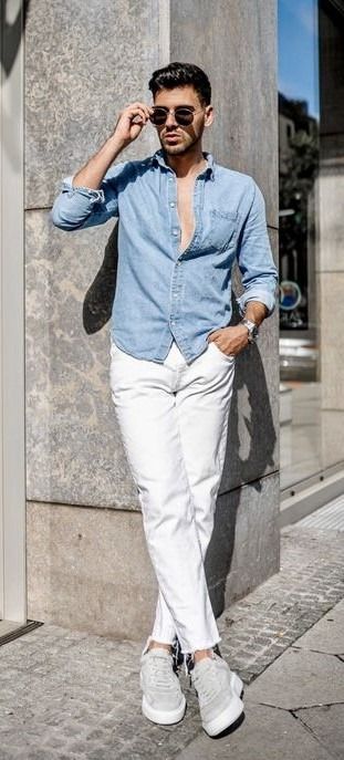 Stylish Denim outfits for Men Mens Denim Shirt Outfit, Stylish Denim Outfits, Types Of Dates, Confidence Is Key, Denim Shirt Outfit, Denim Outfit Men, Stylish Mens Suits, Shirt Outfit Men, Denim And Diamonds