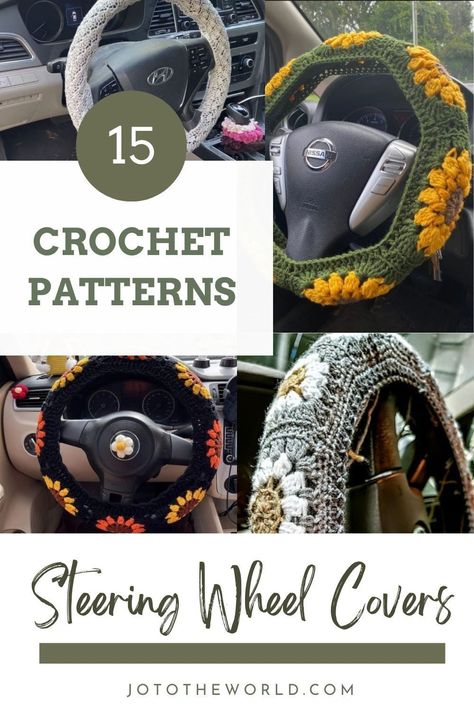 Crocheted Wheel Cover, Sewing Steering Wheel Cover, Crochet Patterns For Car Accessories, Crochet Granny Square Steering Wheel Cover, How To Make A Steering Wheel Cover, Granny Square Wheel Cover, Macrame Steering Wheel Cover Diy, Car Wheel Crochet Cover, Crochet Driving Wheel Cover