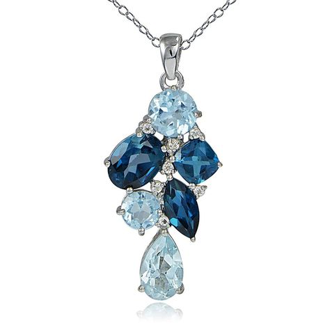 Blue Drop Necklaces With Blue Topaz, Blue Topaz Drop Necklaces, Blue Topaz Briolette Necklaces, Blue Topaz Briolette Necklace, Calm Yourself, Mens Sterling Silver Necklace, Topaz Necklace, Cluster Necklace, Cluster Pendant