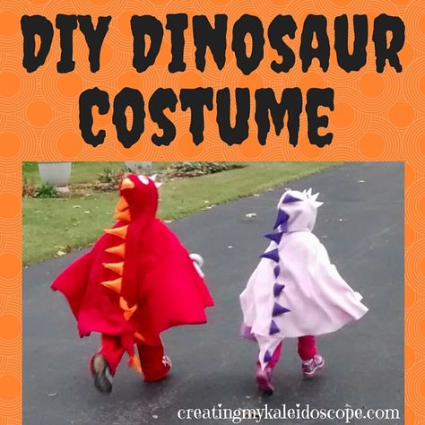 DIY Dinosaur Costume - Cheap and easy sewing project, using fleece to make a dinosaur / dragon cape.  Halloween costume or dress-up clothes, can even make it as a gift for children. Dinosaur Cape Diy, Dragon Cape Diy, Dinosaur Cape Pattern Free, Diy Dinosaur Costume, Costume Dinosaure, Make A Dinosaur, Meme Costume, Dino Costume, Ghost Costume