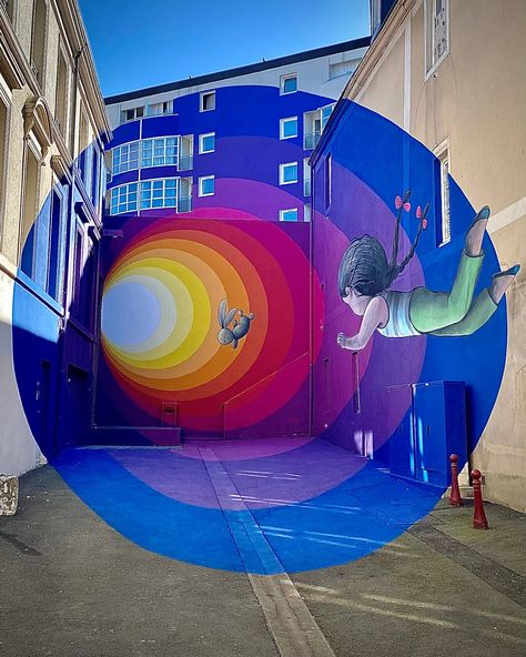 Artwork by Seth Globepainter - Street Art Cities France Street, Le Mans France, معرض فني, Street Smarts, Street Art Utopia, 3d Mural, Street Mural, Colorful Murals, Visit France