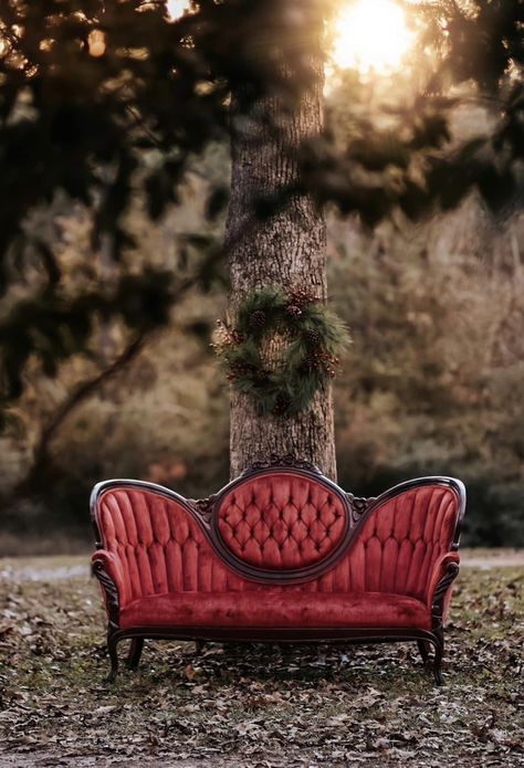 Vintage Couch Christmas Photoshoot, Red Couch Christmas Photoshoot, Vintage Sofa Photoshoot, Santas Chair For Pictures, Antique Chair Photoshoot, Antique Couch Photoshoot, Velvet Chair Photoshoot, Velvet Couch Photoshoot, Red Couch Photoshoot