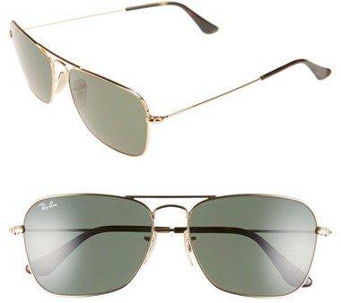 Men's Ray-Ban 'Caravan' 58Mm Aviator Sunglasses - Gold/ Dark Green Rayban Aviator Men, Ray Ban Caravan, Nuclear Winter, Glasses Square, Sunglasses Square, Gold Aviator Sunglasses, Aviator Sunglasses Mens, Man Ray, Square Glasses