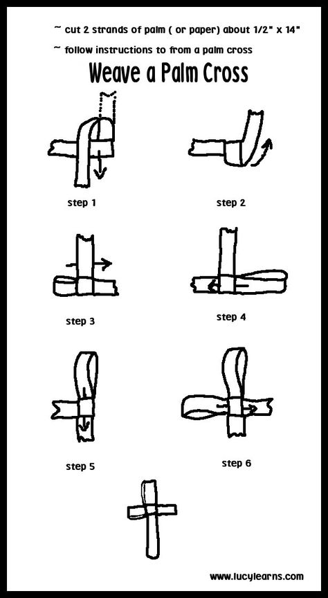 How to Make a Cross Out of Your Palm in 6 Easy Steps | ChurchPOP Origami Cross, Christian Easter Art, Homeschooling Crafts, Palm Weaving, Palm Sunday Decorations, Easter Art Project, Palm Cross, Liturgical Living, Printable Craft Templates