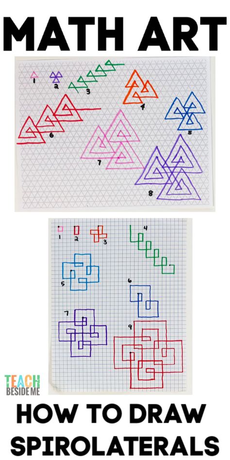 Math Art- Spirolaterals ~ combine math and art for these cool geometric designs! #math #mathart #geometry #graph Spirolateral Math Art, Maths And Art, Math Illustration Graphic Design, Simple To Draw, Math Art Activities, Maths Art, Math Art Projects, Cognitive Thinking, Art And Math