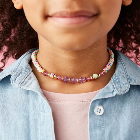 Kids Clay Bead Choker Necklace | Projects | Michaels Clay Bead Choker, Michaels Crafts, Bead Choker Necklace, Kids Clay, Michaels Craft, Bead Choker, Clay Bead, Necklace Craft, Beaded Choker Necklace