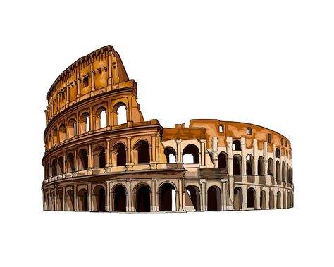 Colosseum Drawing, Italy Drawing, Rome Art, Drawing Realistic, Bg Design, Architecture Concept Drawings, Architectural Sketch, Rome Travel, Vector Drawing