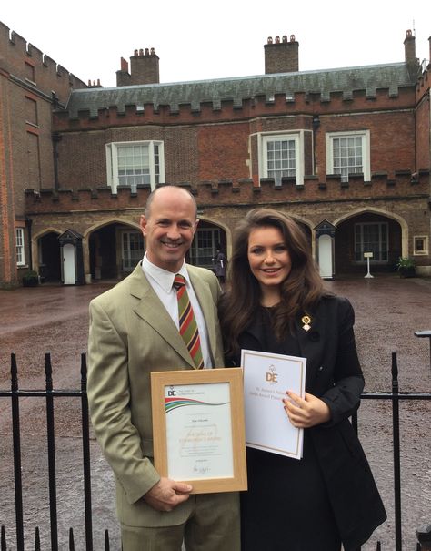 Father and Daughter, Mr Witcomb and Tara received Duke of Edinburgh awards at St James' Palace. 10 year service for Mr Witcomb (sports staff) whilst Tara was the youngest Abbotsholmian to receive the Gold DofE #abbotsholmeschool #dofe #oed Duke Of Edinburgh Award, Duke Of Edinburgh, Personal Achievements, Father And Daughter, St James, 2024 Vision, The Gold, Edinburgh, Palace