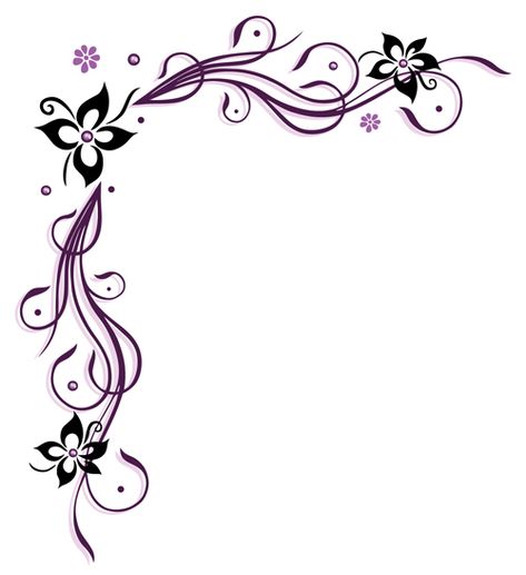 Pruple floral ornaments vectors 02 Corner Flower Design, Front Shoulder Tattoos, Wood Burning Patterns Stencil, Rose Stencil, Colorful Borders Design, Stencils For Wood Signs, Floral Ornaments, Floral Filigree, Wreath Drawing