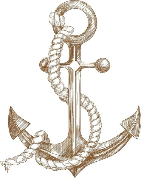 Nautical Anchor Decor, Anchor Sketch, Anchor Silhouette, Anchor Drawings, Anchor Designs, Anchor Decor, Art Coquillage, Anchor Design, Silhouette Illustration