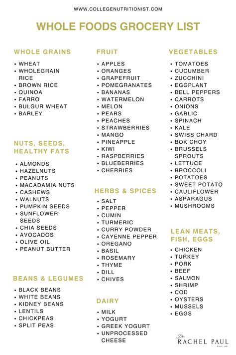 Whole Foods Grocery List, Grocery Template, Food Grocery List, Whole Foods Grocery, Healthy Whole Foods, Peanut Butter Chicken, Spiced Cauliflower, Food Grocery, Whole Food Diet