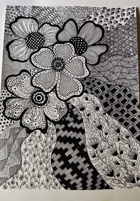 Zentagle Drawing, Easy Hand Drawings, Zentangle Pattern, Zen Doodle Patterns, Perspective Drawing Lessons, Texture Drawing, Zen Doodle Art, Pen Art Drawings, Batik Art