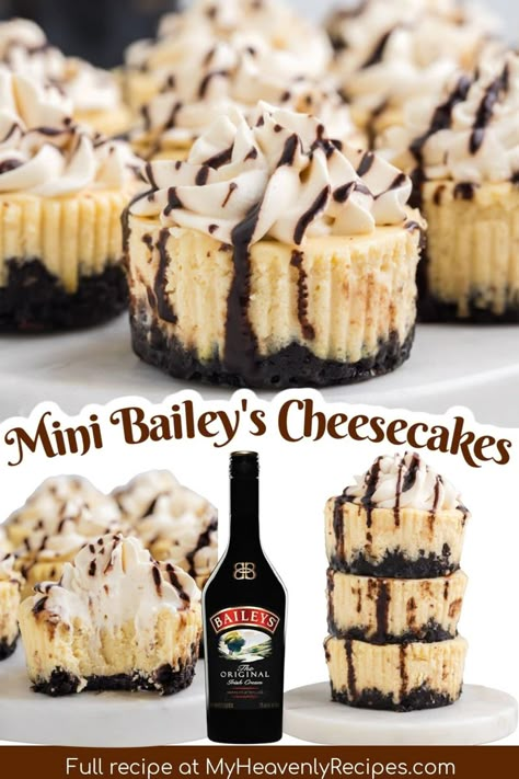 My Heavenly Recipes, New Years Eve Dessert, Baileys Cheesecake, Heavenly Recipes, Baileys Recipes, New Year's Desserts, Crafty Morning, Alcoholic Desserts, Mini Cheesecake Recipes