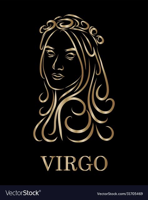 Virgo Logo, Zodiac Line Art, Virgo Pictures, Virgo Queen, Imprimibles Paw Patrol, Virgo Symbol, Michael Jackson Drawings, Virgo Art, Golden Line