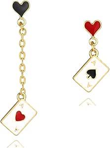 Queen Of Hearts Costume Accessories, Queen Of Hearts Accessories, Queen Of Hearts Earrings, Queen Of Hearts Costume Card Collar, Cheap Red Gothic Earrings, Queen Of Heart, Hearts Earrings, Heart Costume, Queen Of Hearts Costume