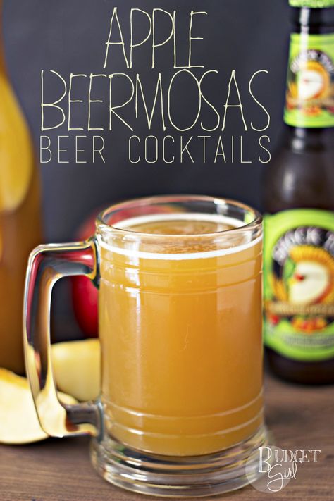 Apple Beermosas are a beer cocktail with a fall twist. Use your favorite non-hoppy fall beer to customize to your tastes. This is a great cocktail for football season! Fall Beers, Beer Cocktail, Spicy Cocktail, Life On Virginia Street, Make It Monday, Warm Apple Cider, Vanilla Milkshake, Beer Cocktails, Fall Cocktails