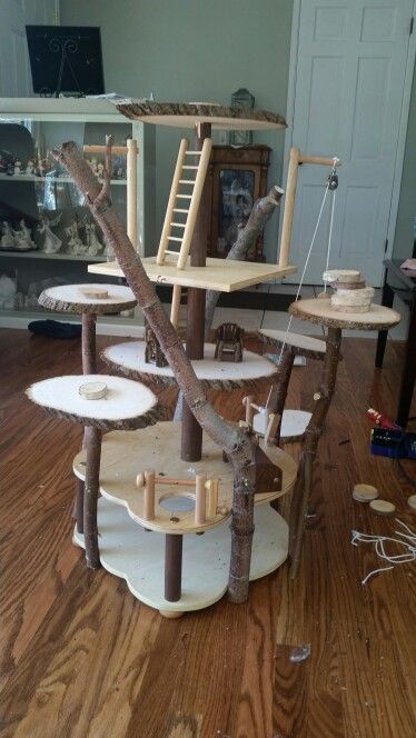 Bird Room Ideas Diy, Diy Bird Perch, Diy Treehouse, Homemade Bird Toys, Parrot Play Stand, Bird Room, Diy Bird Cage, Cockatiel Toys, Diy Bird Toys