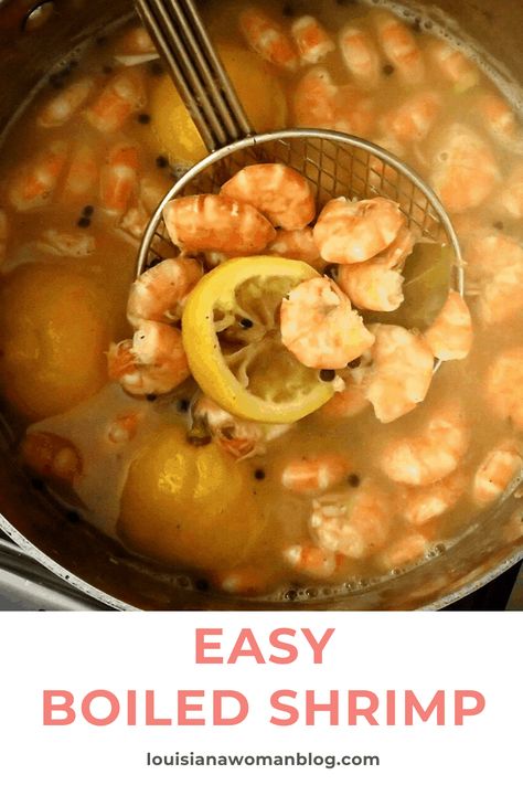 An easy recipe for boiled shrimp using staple pantry ingredients. Delicious served with remoulade sauce or all by themselves. #boiledshrimp Boiled Shrimp Recipe, Frozen Shrimp Recipes, Boiled Shrimp, Shrimp Boil Recipe, Remoulade Sauce, Pantry Ingredients, Shrimp Boil, Frozen Shrimp, Shrimp Recipe