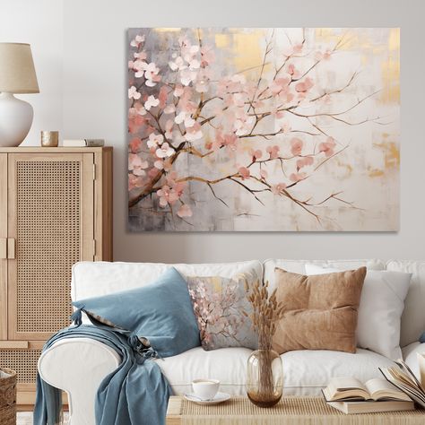 Cherry Blossom Wall Art, Pink Canvas Art, Acrylic Wall Decor, Cherry Blossom Art, Pink Trees, Blossom Tree, Pink Frames, Floral Canvas, Pink Wall