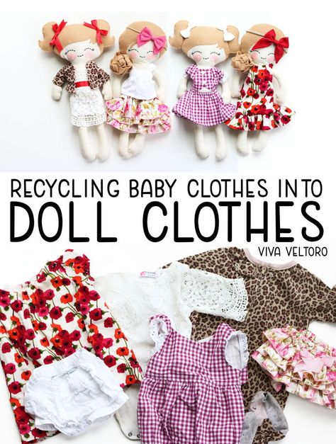 Sew old, worn, stained, or torn baby clothes into doll clothes! Free doll pattern! Then donate your craft scraps and other textiles to local charitable organizations – even if they are stained or ripped. Thanks for the tips, OCRRA. #RecyclingRules #WasteReduction #IC #ad Reuse Baby Clothes, Old Baby Clothes, Reuse Clothes, Diy Rag Dolls, Amazing Crafts, Doll Clothes Patterns Free, Repurposed Clothing, Pinterest Group, Doll Outfits