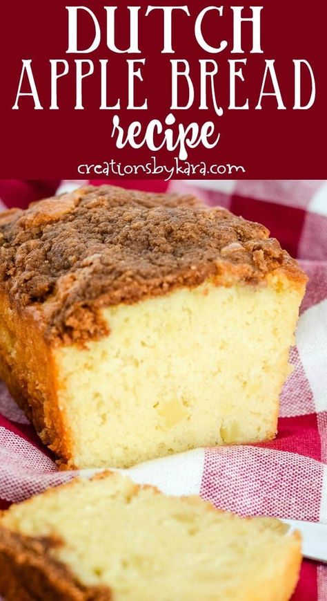 Dutch Apple Bread Recipe, Dutch Apple Bread, Fall Bread, Quick Apple Dessert, Fall Bread Recipes, Loaf Breads, Pumpkin Cream Cheese Bread, Apple Pie Bread, Apple Bread Recipe