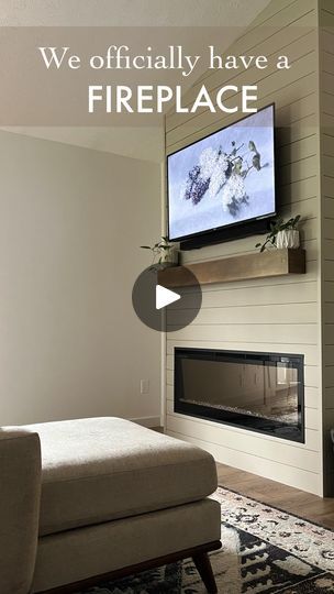 59K views · 330 reactions | From the moment we moved in, I knew this space absolutely had to have a fireplace. And I’m happy to say…. IT’S DONE and I am in LOVE. • We framed out the fireplace, added nickel gap shiplap in the color Pashmina from @benjaminmoore, this color is the absolute PERFECT taupe. 😍 Installed the 50” slim multi-fire electric fireplace from @dimplex_northamerica @electricfireplacesdirect and it couldn’t be more perfect! We had a small-ish stage to work with and it this slim fireplace work perfect with 2x4 framing. I am so PUMPED at how this space came out. 😍😍😍 . . . . #beforeandafterhomeedition #diyhome #homerenovation #homereno #homerenovationideas #homerenovations | Down Mulberry Lane | Tone-Loc · Wild Thing Slim Fireplace, Nickel Gap Shiplap, Nickel Gap, Room Fireplace, I Am In Love, The Fireplace, Living Room With Fireplace, Am In Love, Electric Fireplace