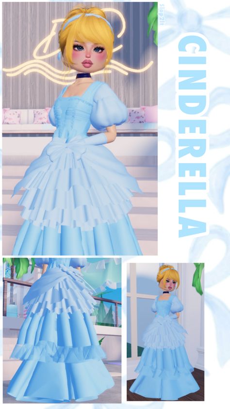 #dresstoimpress #cinderella Cinderella Dress To Impress, Dti Hacks, Cinderella Dress, Cinderella Disney, Cinderella Dresses, Disney Character, Costume Party, Dress To Impress, Cinderella